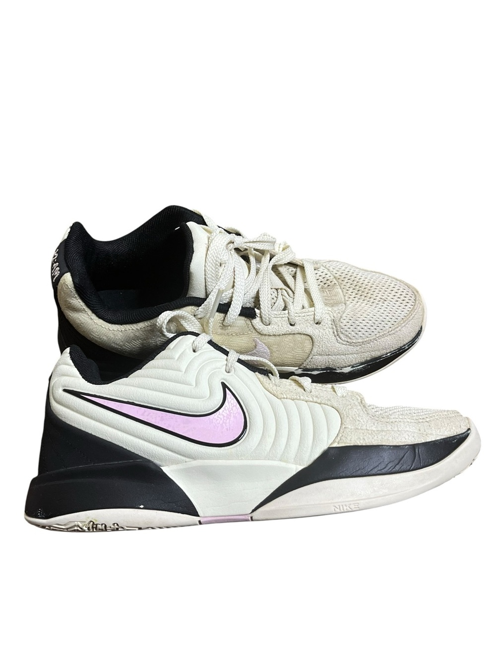 NIKE Ja 1 Scratch Youth Basketball Sneakers Off-White Pink 5Y